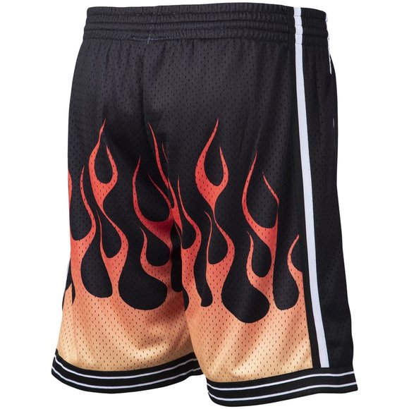 Men's Mitchell & Ness NBA Golden State Warriors Black 95 Flames Swingman Shorts - Picture 4 of 9